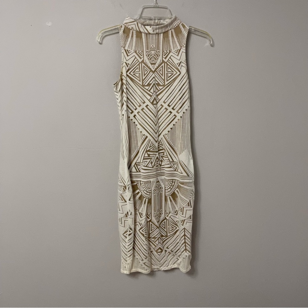 Fourteenth Place White Beaded Bodycon Midi Dress - Glam Cocktail Party